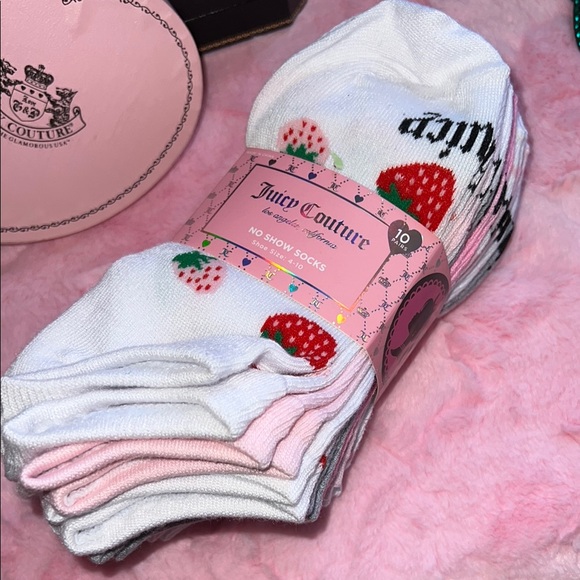 NWTπ10 pairs Juicy Couture White and Pink strawberry No Show Socks - Picture 2 of 7
